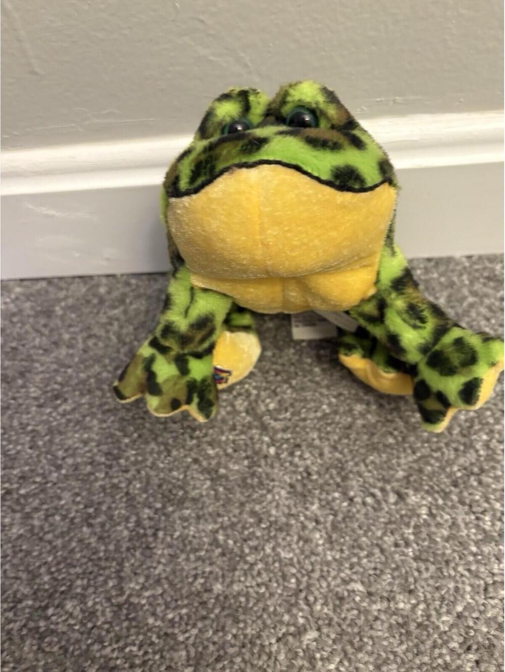 Ganz Webkinz Bullfrog 9" Plush Frog Green Black Spotted  NO CODE Y2K
